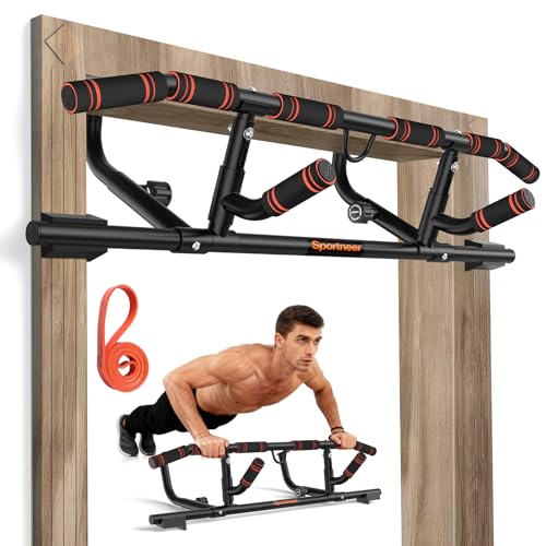 Sportneer Pull Up Bar with Rotate Handle – Multi-Grip Chin Up Bar for Doorway, 440lb Capacity Strength Training Pull Up Ba...