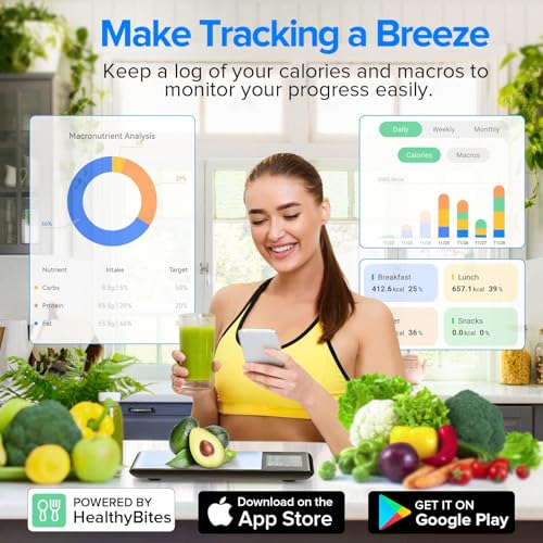 MrOwner Smart Food Kitchen Scale with Nutritional Calculator, Free App with 19 Nutrients Tracking, Calorie, Marco, Digital...