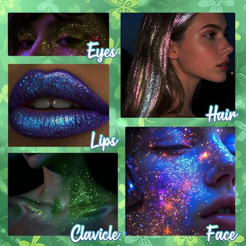 CAHOTO Green Rolling Glitter for Face Body & Hair, Roll-on Sequins for St. Patrick's Day, Sparkling Accessories for Christ...