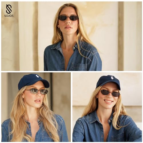 SOJOS Retro Small Oval Sunglasses Womens Trendy Rimless Sun Glasses Vintage Narrow Shades SJ1242