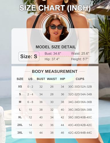 Blooming Jelly Womens High Waisted Bikini Sets Tummy Control Two Piece Bathing Suit Sporty Neon Color Block Swimsuits