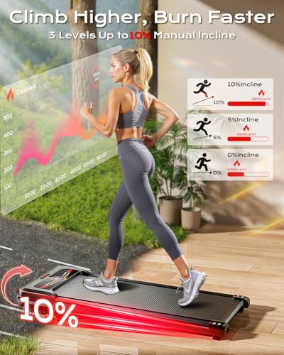 Walking Pad, Treadmill with Incline, 10% Under Desk Treadmill, EAGLOG 2.5HP Portable Treadmills for Home Small Women, Runn...