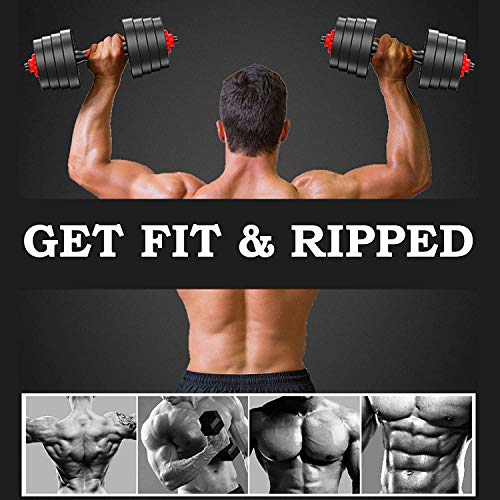 click2go Adjustable Dumbbell Barbell Set (88LB/66LB/44LB) Weight with Connecting Rod 2 in 1 Home Body Workout Exercise Equ...