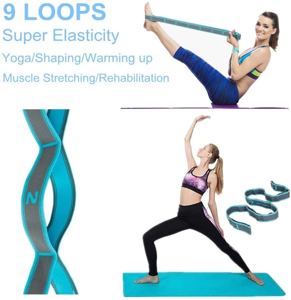 Stretch Bands for Exercise - Elastic Yoga Stretching Strap for Flexibility and Stretching with 9 Loops, Pilates, Fitness, ...