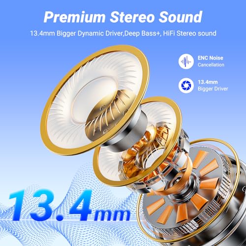Wireless Earbuds Bluetooth 5.4 Headphones HiFi Stereo 42H Playback in Ear with 4 ENC Noise Cancelling Mic, IPX7 Waterproof...