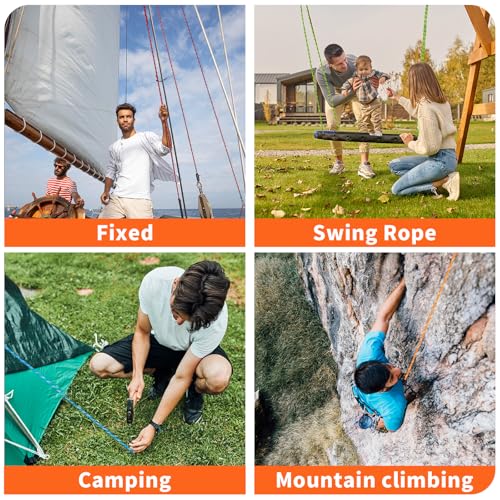 Arborist Rope Climbing Rope Swing for Tree(1/2in x 100ft) Logging Rope 48 Strands for Pull, Swing, Knot (Orange)