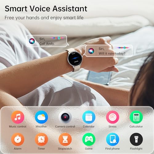 Smart Watch for Women, 1.27" AMOLED Screen Smartwatch with Answer/Make Call for iPhone/Android/Samsung, Fitness Tracker wi...