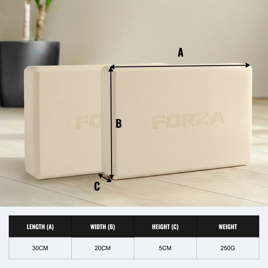 FORZA Yoga Block – High-Density EVA Foam Yoga & Pilates Support Block, Lightweight, Non-Slip, Comfort-Edged Prop for Balan...