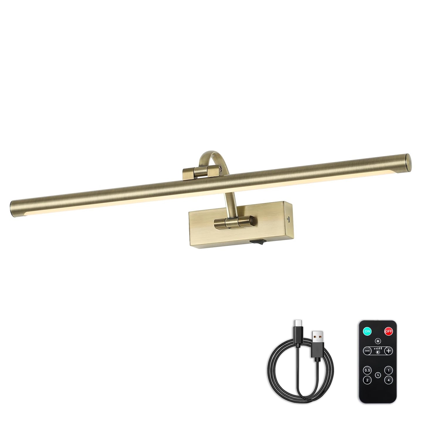DESOOP Wireless Picture Light with Remote, Timer, 24 Inch, Antique Bronze, Model 7115