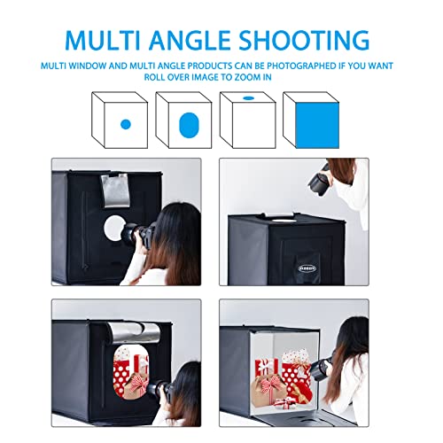 ZKEEZM Light Box Photography 24"x24" with 120LED Lights and 6 Color Backdrops Photo Box with Lights, Foldable Light Box wi...