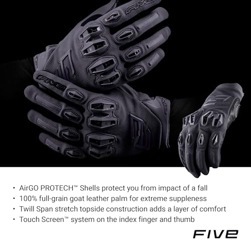 FIVE GLOVES Stunt EVO 2 Motorcycle Gloves for Men - Riding Gloves for Motorcycle, Scooter and More, with AirgoProtech Shel...