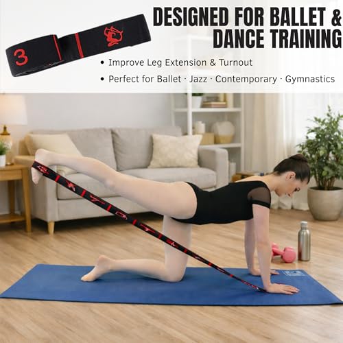 Danzcue Ballet Stretch Strap Set – Professional Dance Flexibility Trainer with Door Anchor, Extra Long Non-Slip Stretching...