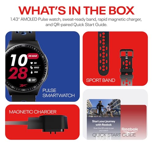 Reebok Pulse Smartwatch - GPS Fitness Tracker with Heart Rate Monitor, 10-Day Battery Life, IP68 Water Resistant Smart Fit...