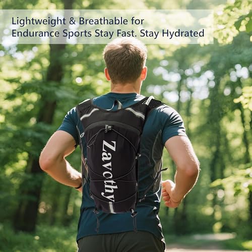 Zavothy Hydration Backpack with Rain Cover, 1.5L Lightweight Hydration Pack for Hiking, Cycling & Trail Running
