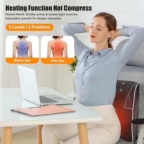 hlthsky Shiatsu Neck and Back Massager with Heat,Neck Massager for Pain Relief deep Tissue,3D Kneading Massage Pillow for ...