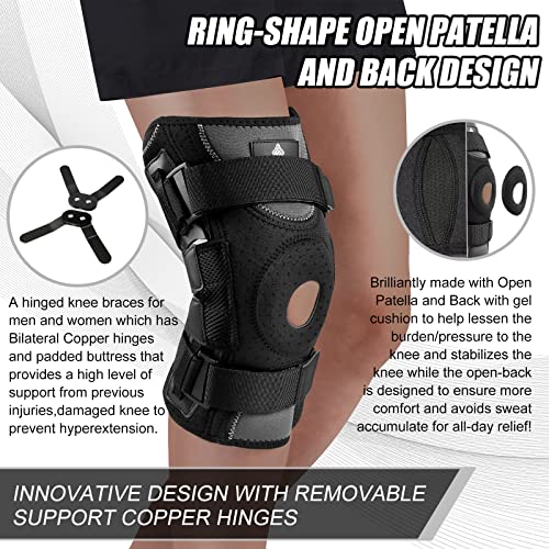 NEENCA Professional Knee Brace for Knee Pain, Adjustable Hinged Knee Support with Removable Side Stabilizers, Support and ...