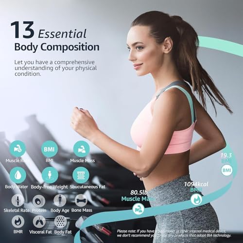 Posture Scale for Body Weight, Digital Bathroom Smart Scale, 13 Body Composition Analyzer Sync Weight Scale BMI Health Mon...