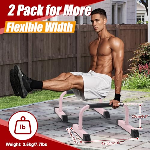 Push Up Bars: Sweat-resistant Parallettes Bar for Handstands L-sit & Dip, No Wobbling Strength Training Pushup Stands for ...