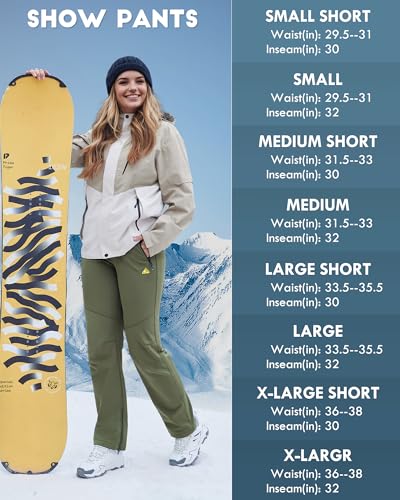 IGOLUMON Snow Ski Pants Womens Waterproof Fleece Lined Pants Winter Insulated Softshell for Hiking Snowboard Outdoor