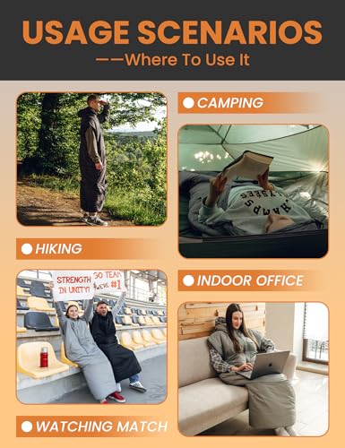 Relexit Adult Wearable Sleeping Bag with Hoodie, Sleeveless Design Adjustable Drawstring Waterproof Wearable Sleeping Bag ...
