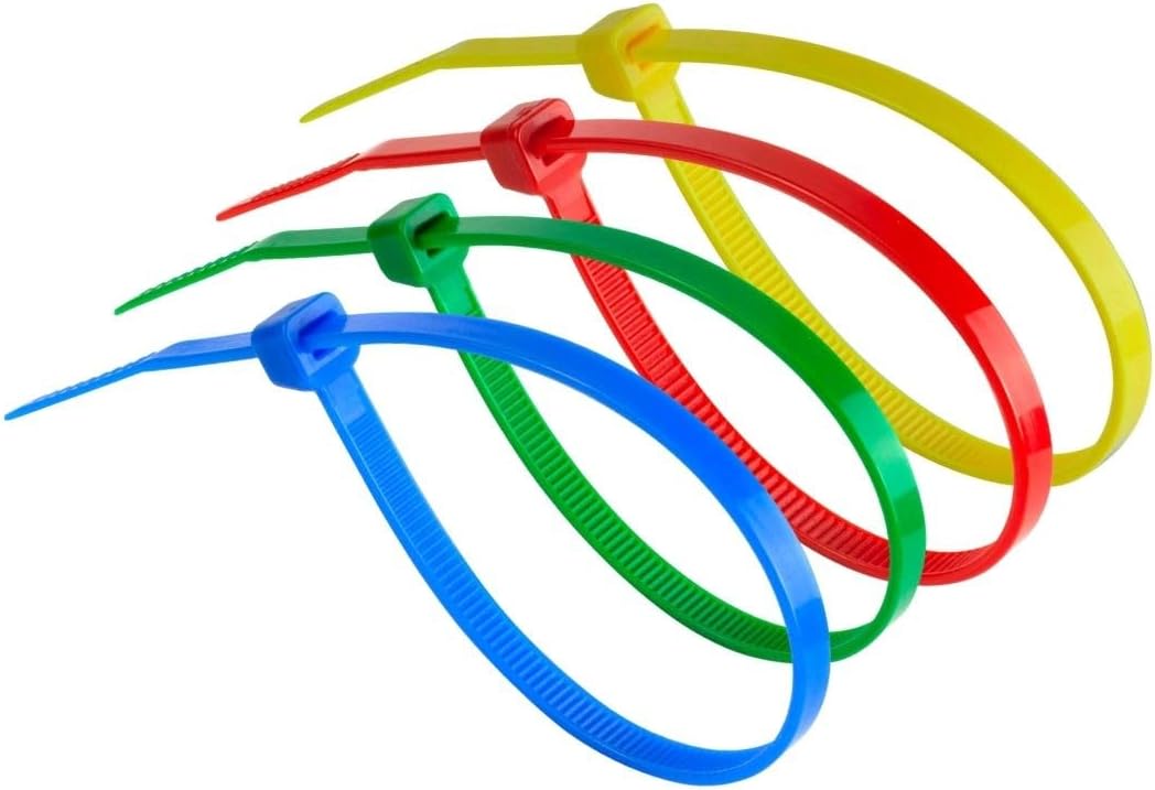 GTSE 8 Inch Colored Zip Ties, 200 Pack, 50lb Strength, UV Resistant Strong Nylon Cable Ties, Self-Locking 8" Tie Wraps