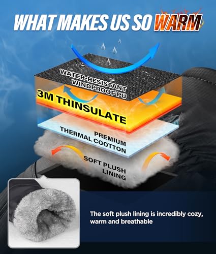 Deemii Winter Gloves Men Women Made with 3M Insulation&Plush Lining -15℉ Windproof&Water-Resisitant Glove with Touchscreen...