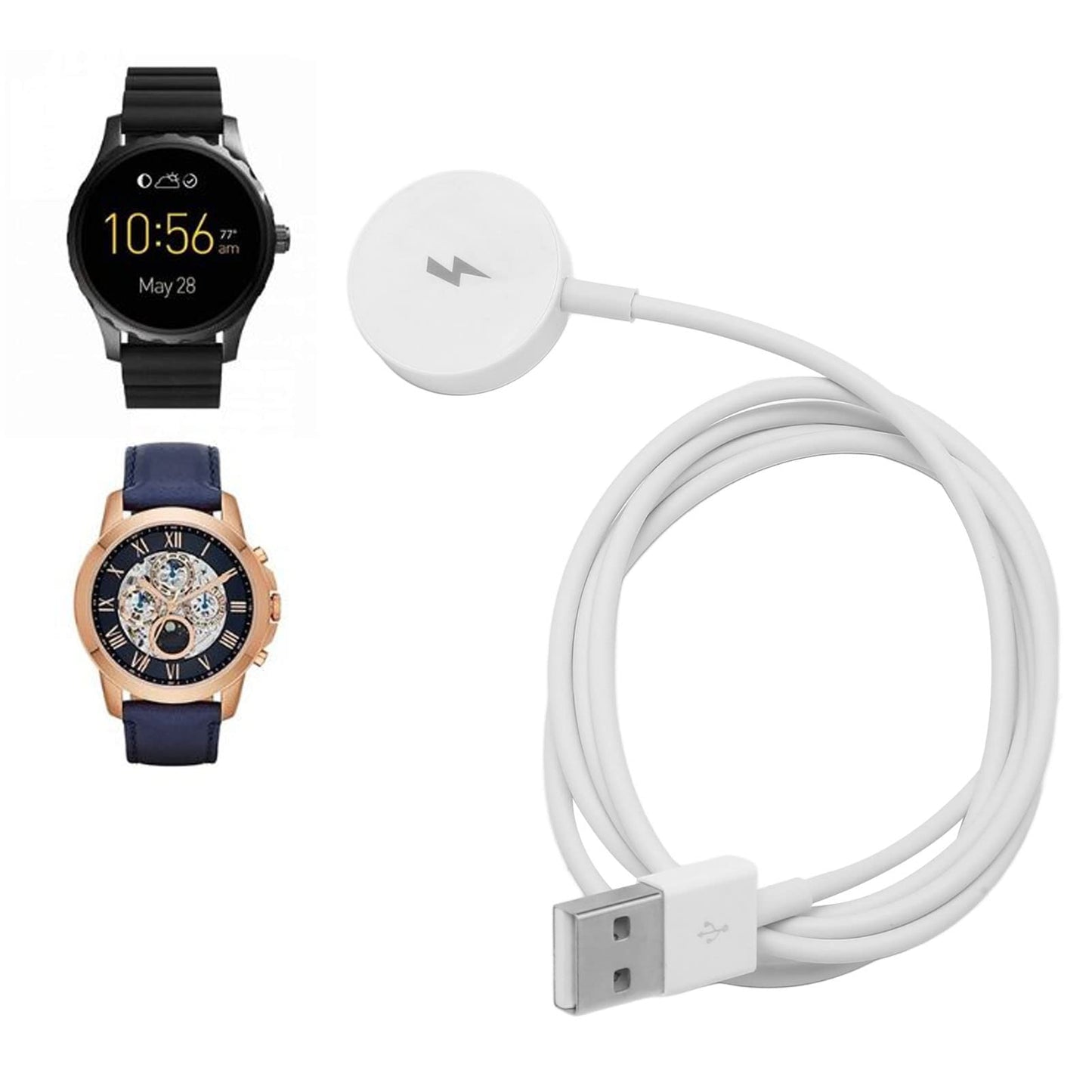 Charger 1 2 3, 3.3Ft 100Cm Usb Smartwatch Charging Cable, Magnetic Smart Watch Charger For Q 1 2 Wander Marshal (White)