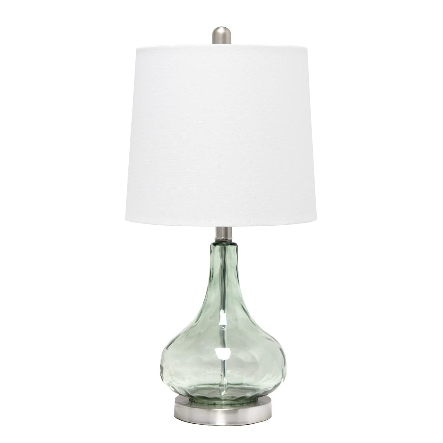 Elegant Designs LT3326-SGE Modern Bedside Table Lamp, 11x11x23.25in, Sage Green Glass Shade, Steel Base