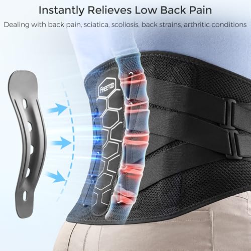 FREETOO Back Brace for Lower Back Pain Relief with Pulley System,Lumbar Support Belt for Men & Women with Lumbar Pad, Ergo...