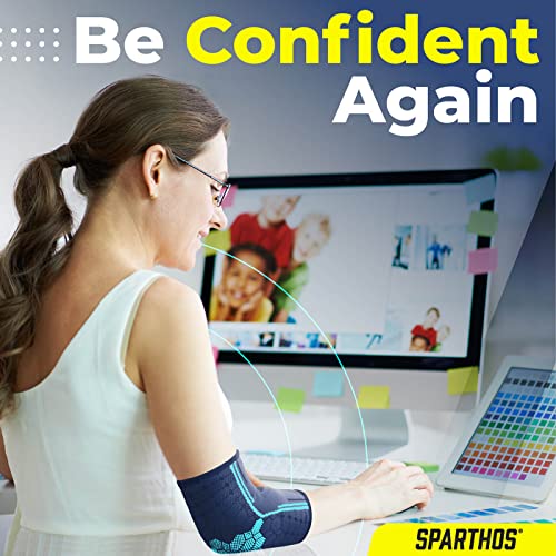 Sparthos Elbow Compression Sleeves (Pair) – Tennis and Golfer's Elbow Support – Elbow Brace for Men and Women – Made from ...