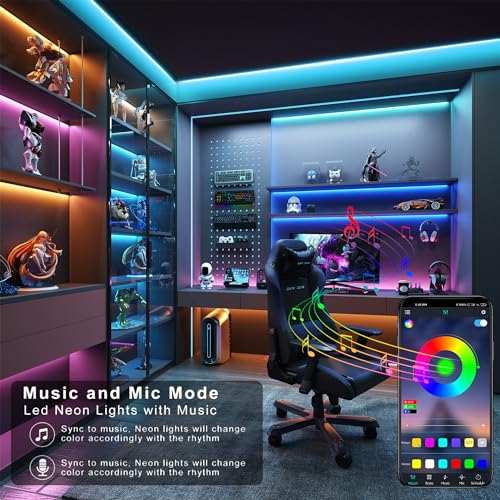 Ledagic Led Lights for Bedroom 50FT 450Leds Color Changing RGB Led Strip Lights Music Sync, Dimmable Led Light Strip with ...