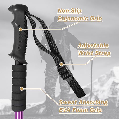 Hiking Poles - AYAMAYA Telescopic Collapsible Trekking Poles with Quick Twist Lock System - Lightweight Aluminum Alloy Tel...