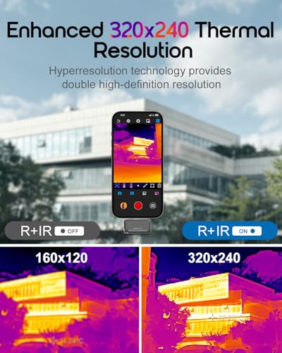 REVASRI Thermal Camera for iPhone and Android, 320×240 Super IR Resolution Thermal Imaging Camera, -4℉ to 842℉ Temp Range,...