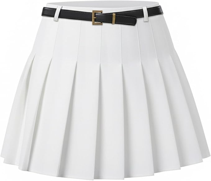 SCKTOO Womens Girl High Waisted Pleated Tennis Skirt School A-Line Skater Skirts with Lining Shorts