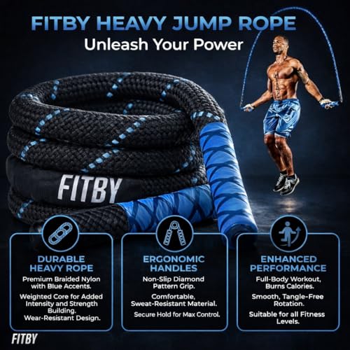 Weighted Jump Rope - 2.9lbs, 9.9 Feet Long Jump Ropes for Fitness, Home Workout Rope, Skipping Rope for Exercise, Total Bo...