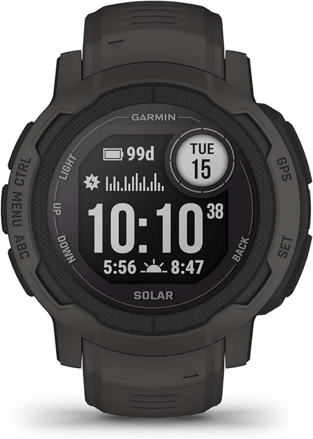 Garmin Instinct 2 Solar, GPS Outdoor Watch, Solar Charging Capabilities, Multi-GNSS Support, Tracbak Routing, Graphite (Re...