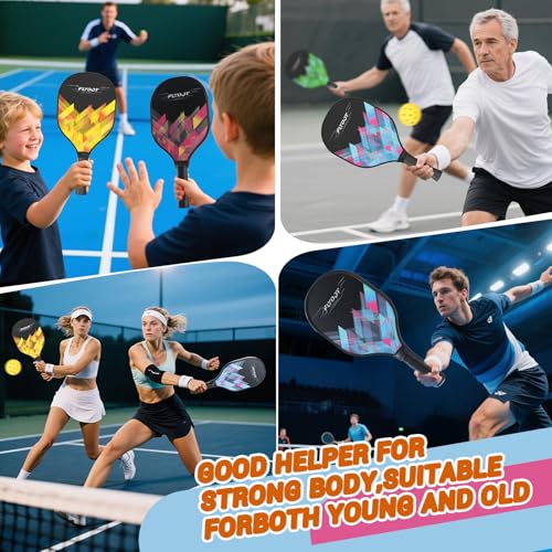 Pickleball Paddles Set of 4,USAPA Approved,4 Indoor&Outdoor Pickleball Balls, Carrying Bag, 4 Cooling Towels,4 Pack Paddle...