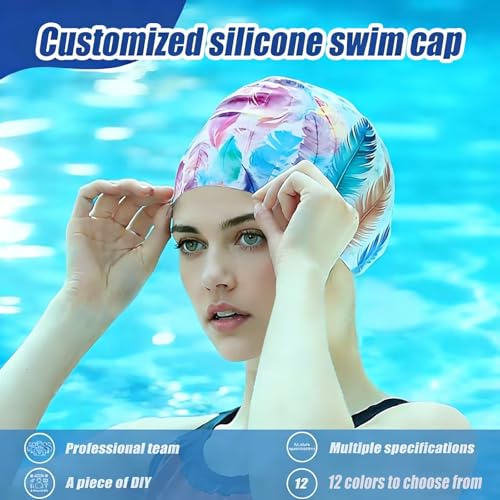 Shuiqiuqian Personalized Silicone Swimming Cap Solid Color Customized Logo Printing Pattern Adult Children Men's and Wome...