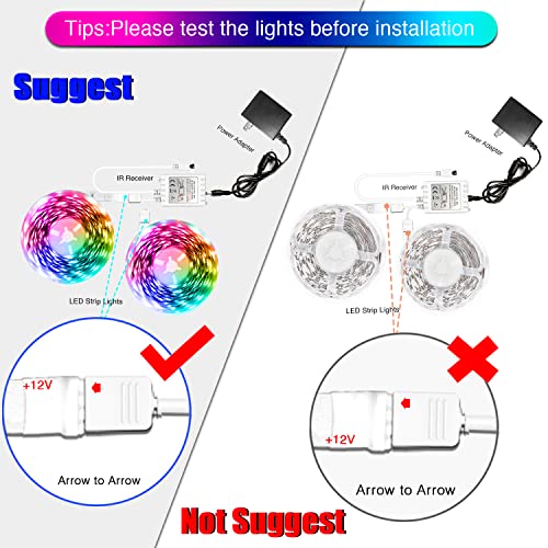 DAYBETTER Led Lights Color Changing Led Strip Lights with Remote Controller 60 ft, 2 Rolls of 30 ft Led Lighting for Bedro...