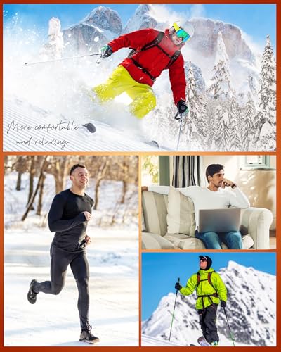 RIKUAOU Men's Thermal Compression Shirts, Long Sleeve Fleece Lined Base Layer, Cold Weather Gear Athletic Undershirt Top