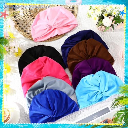 Shyyween Swim Caps for Women Polyester Turban Strong Non-Slip Swimming Hat Elastic Swimming Pool Cap for Long and Short Hair