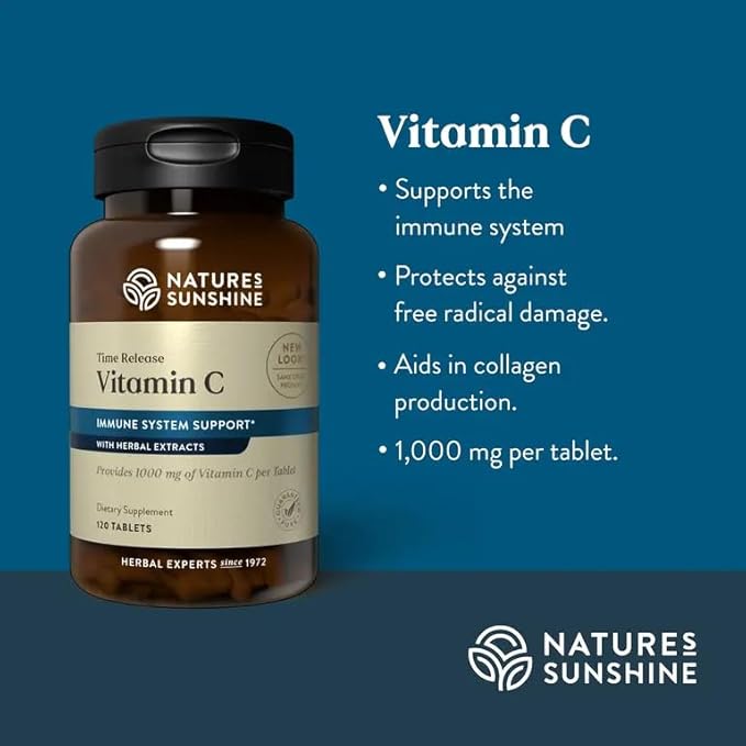 Nature's Sunshine Vitamin C 1000mg T/R, 60 Tablets | Time Release Vitamin C Supports the Immune System and Quenches Dangerous Free Radicals