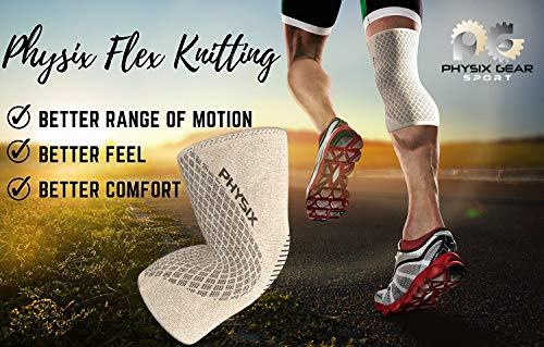 Physix Gear Knee Compression Sleeve for Men & Women - Best Compression Knee Brace for Walking, Running, Gym, Basketball, W...