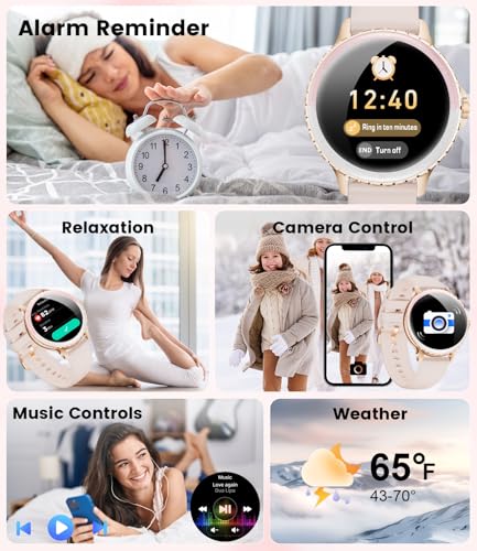 SUNKTA Smart Watch for Women (Answer/Make Call),1.27" Curved Display Smartwatch with Female Cycle/Sleep Monitor,5ATM Wate...