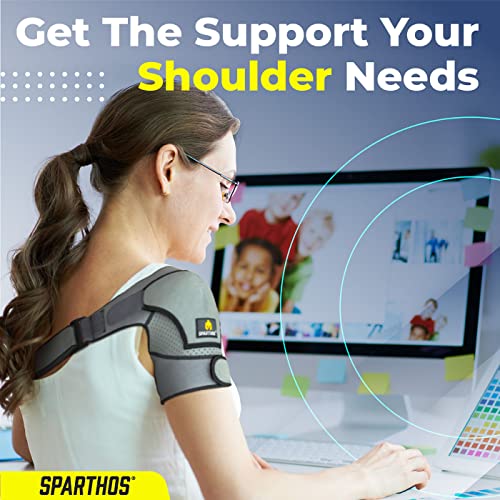 Sparthos Shoulder Brace - Adjustable Support Sleeve for Torn Rotator Cuff, AC Joint Relief, Shoulder Stability & Compressi...
