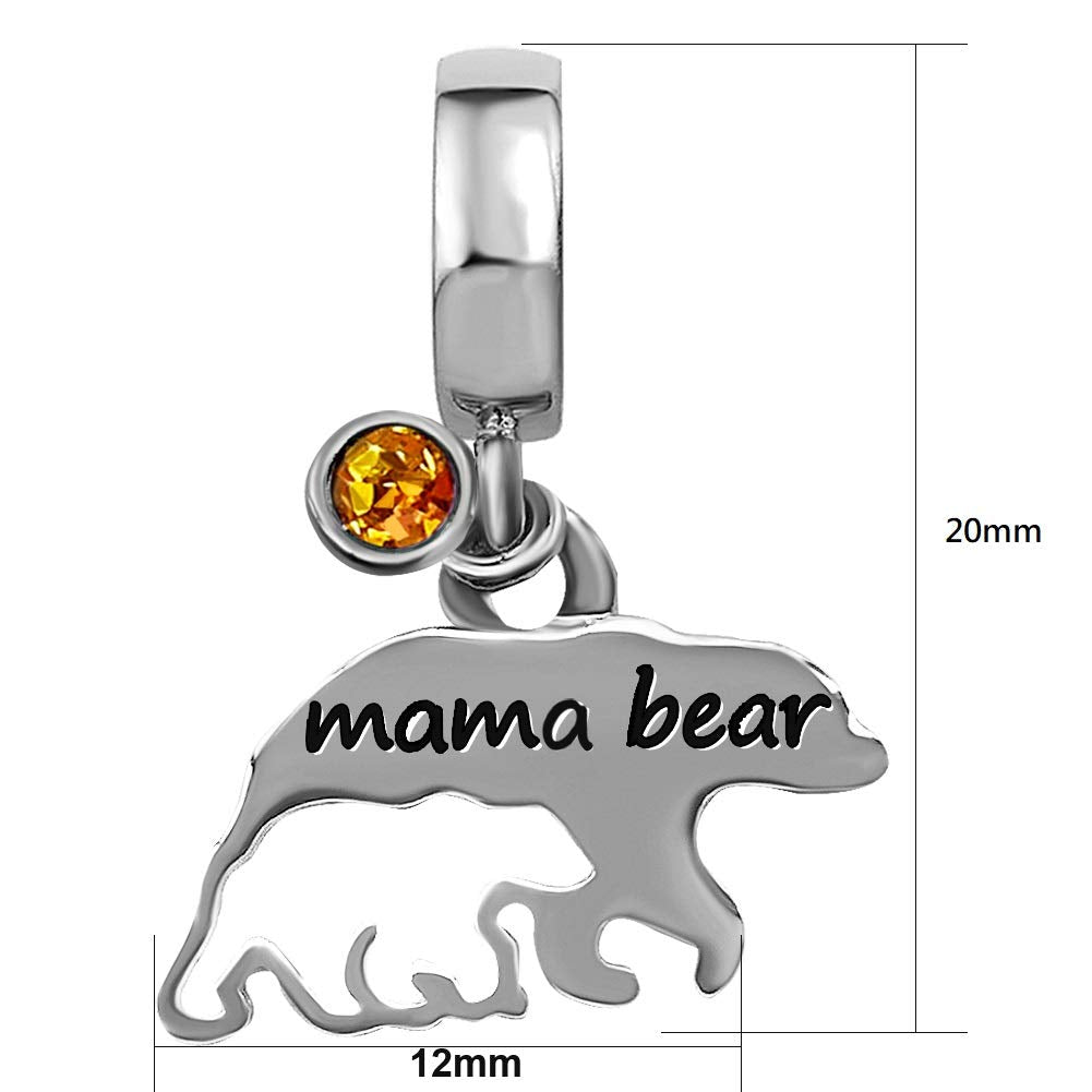 JMQJewelry Mom Mama Bear Mother Birthday Birthstone November Yellow Womens Bead Charms Compatible with Pandora Bracelets Graduat