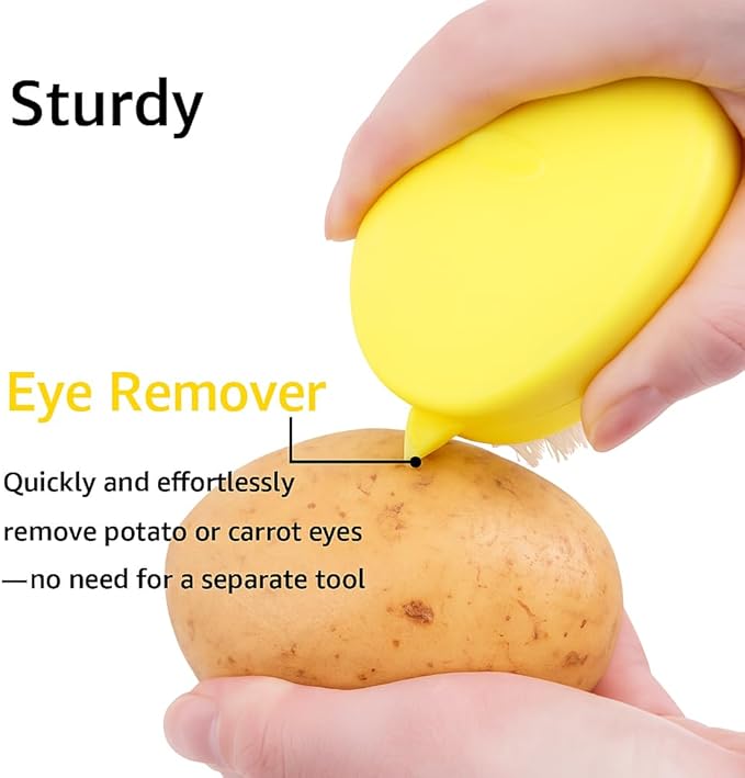 Premium Veggie Brush The Scrubber for Potato Eyes,a Potato Scrubber Suitable for Root Vegetables & Delicate Fruits,a Dual-use Fruit and Vegetable Brush, Your Kitchen Essential (Yellow 2Pack)