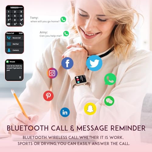 Smartwatch Women Fitness Tracker Watch: Gold Smart Watches for Women Make Answer Bluetooth Call Android Phones iPhone Comp...