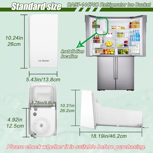 DA97-14474C, DA97-14474A Ice Container, DA97-12604D Ice Bucket Compatible with Samsung RF25, RF263, RF265, RF28, etc Serie...