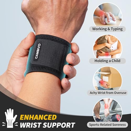 CAMBIVO Wrist Wraps for Men and Women 2 Pack, Adjustable Compression Wrist Brace for Carpal Tunnel, Wrist Support, Pain Re...